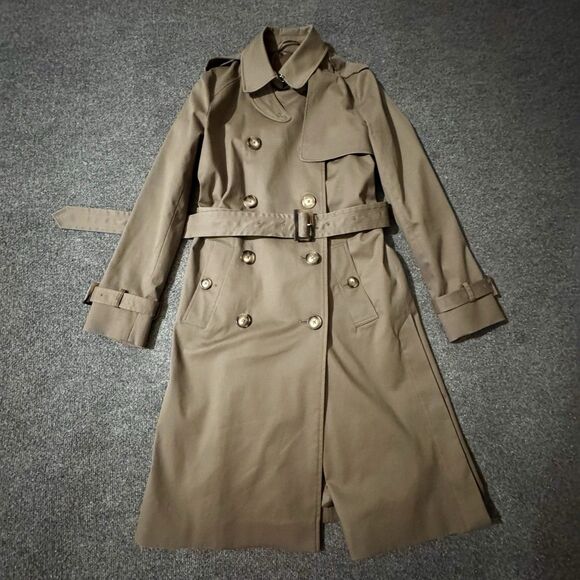 Massimo Dutti Water Repellant Trench Coat Camel Brown Women’s Small - Picture 4 of 9
